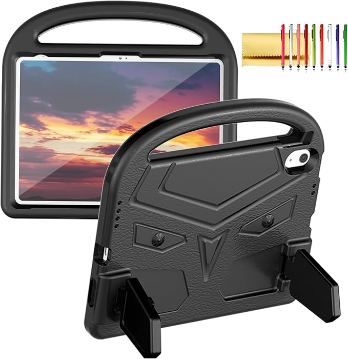 Dteck Kids Case for iPad 10.2 - Shockproof Rugged EVA Handle Stand Child Proof Case for iPad 9/8/7 Generation Black