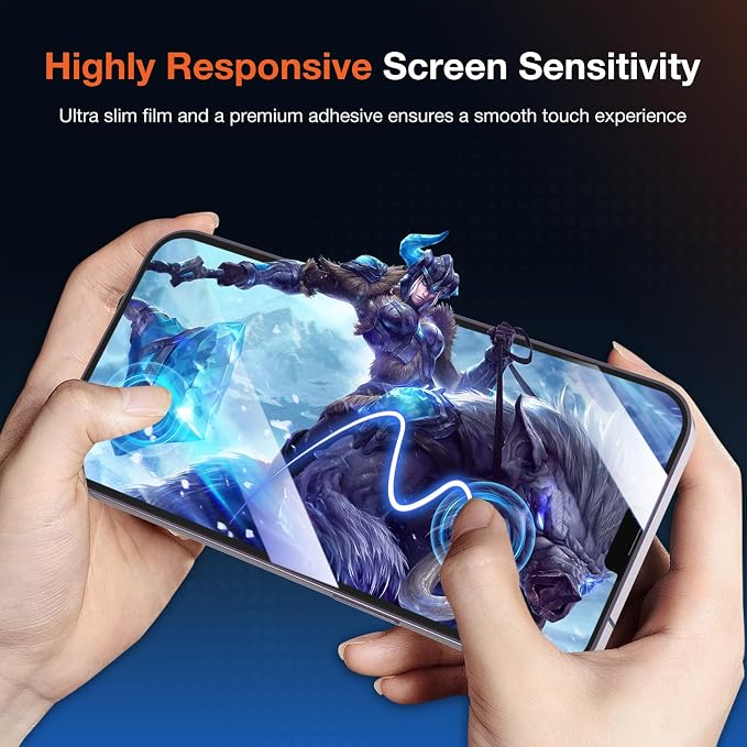 KUZOOM 2Pack Privacy 9H+ Tempered Glass Screen Protector for iPhone 13 | 9H+ Tempered Glass 100% Fingerprint Unlock Automatic Dust Removal Anti-Scratch Protection