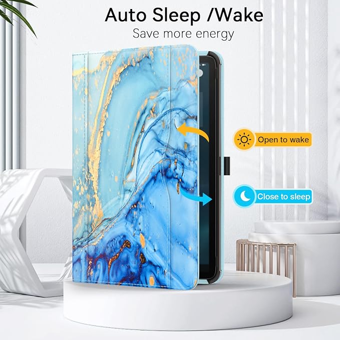 OKP for Amazon Tablet 11 Case (13th Generation 2023 Release) [Multi-Angle] Stand Cover with Pocket Auto Wake/Sleep PU Leather Case for Amazon Tablet 11 (Marble Blue)