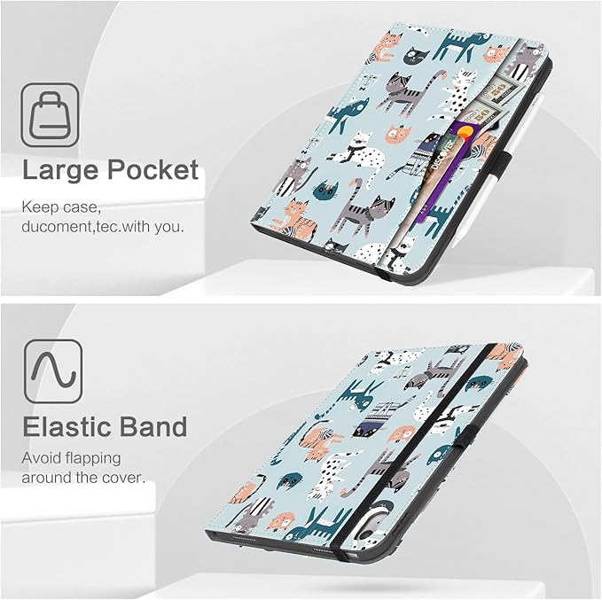 Lokigo Case for iPad (A16) 11th/10th Generation Aurora Forest | for iPad 11th-11 Inch/10th-10.9 Inch Stand Cover Pencil Holder/Hand Strap/Pocket Support Touch ID Auto Wake/Sleep