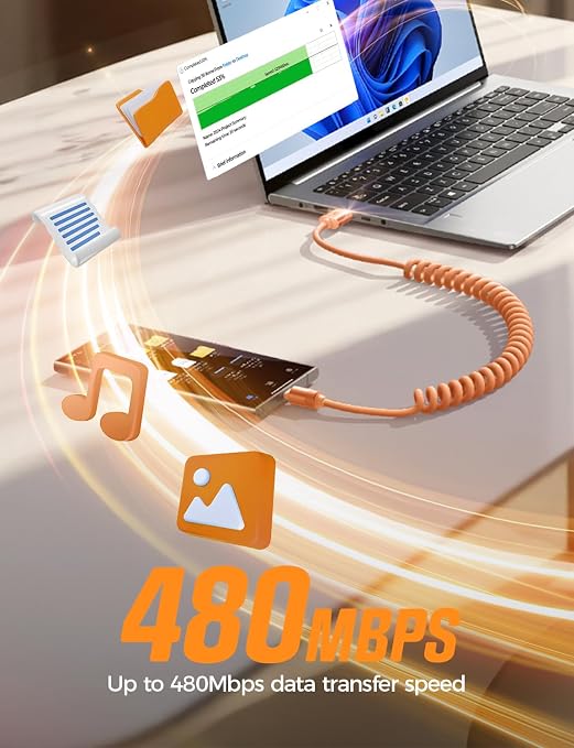 LISEN Chubby Cable Coiled Cable 2 Pack Car Play Cord | for Android Auto Short USB A to USB C Cable for iPhone 17/16/15 Samsung Galaxy S25/S24 A15/A14 Google Pixel 9/8 Blue 4FT