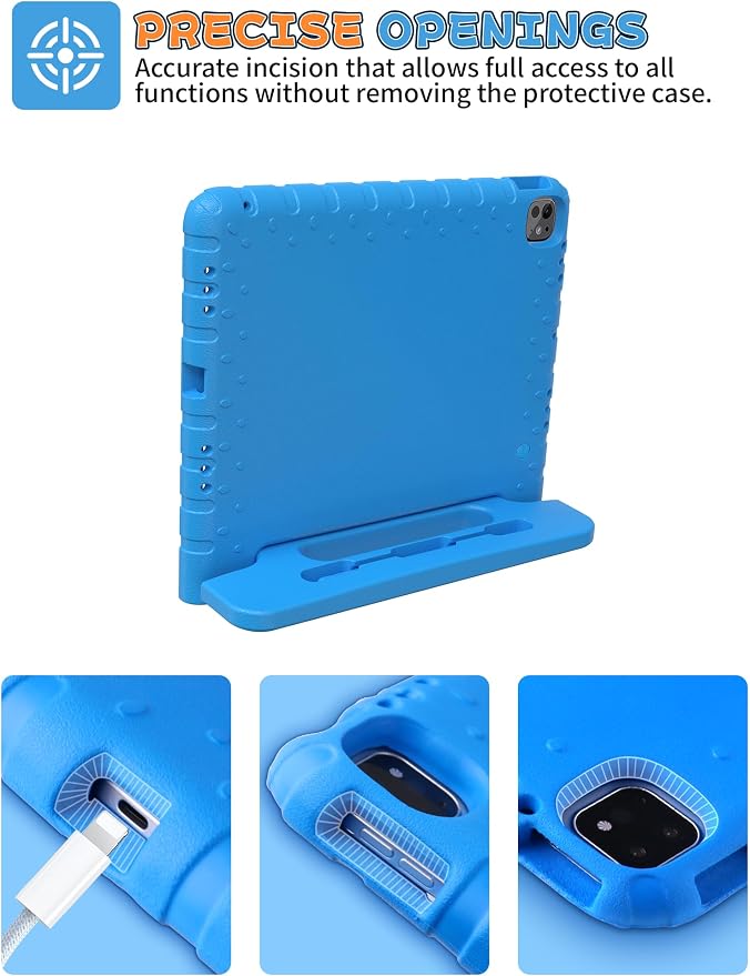 Heavy Duty Kids Case for iPad 10th/11th(A16) Pencil Holder Stand | Rugged Protection Cover for 11/10.9-inch iPad 2025/2022 Lightweight EVA Foam Anti-slip for Home School Travel Blue
