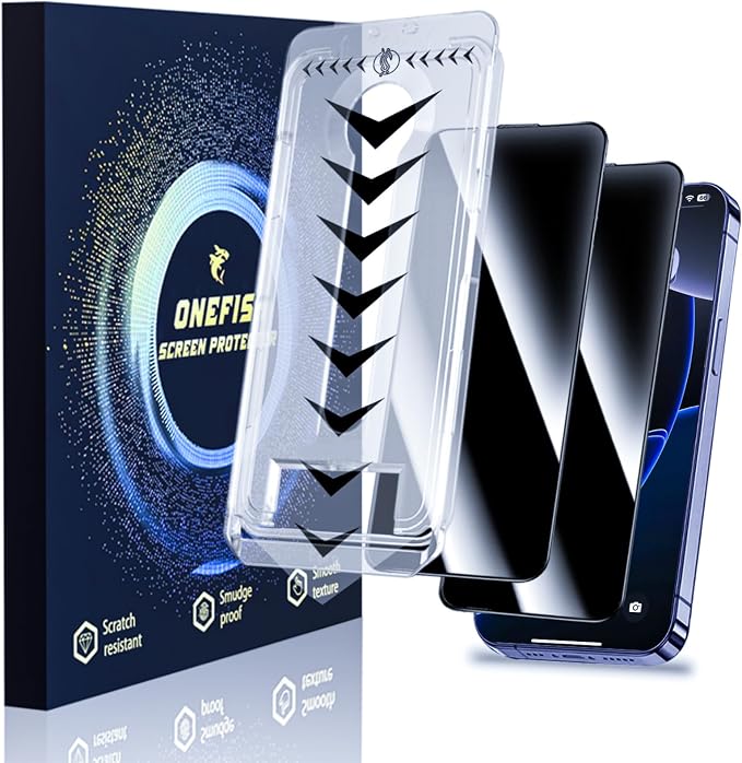 OneFish for iPhone 11 Pro Max/XsMax Tempered Glass Screen Protector 2 Pack Auto Dust-Elimination Easy Installation HD Clear Screen Protector