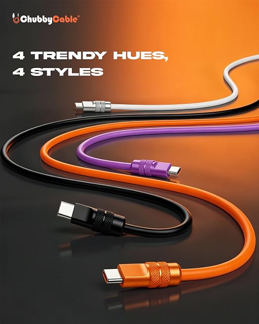 chubbycable for iPhone 17 240W Anodizing Fast Charging USB C Cable Silicone Durable Data Transfer Cable Black Type-C to Type-C 3.3FT
