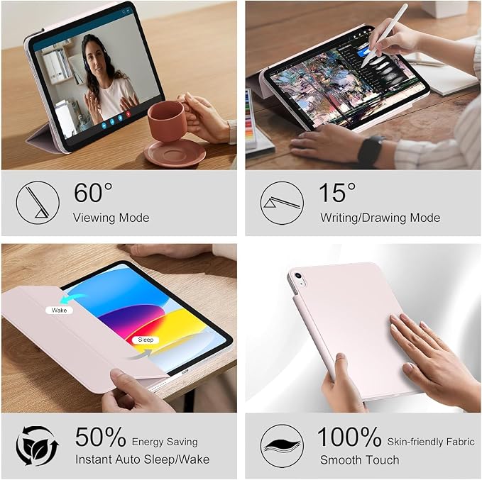 JKSML Dynamic Folio Case for iPad Air M4/M3/M2 11 &amp Air 4th/5th Gen 10.9 Detachable Pencil Holder 20+ Multi-Angle Origami Cover Slim &amp Ergonomic &amp Powerful Magnetic - Black