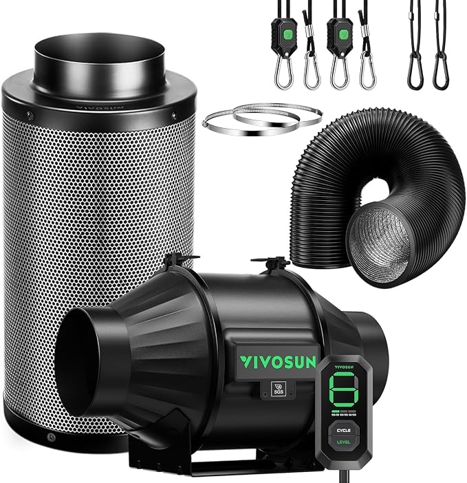 VIVOSUN Smart Air Filtration T4 Kit 4", AeroZesh T4 Inline Duct Fan