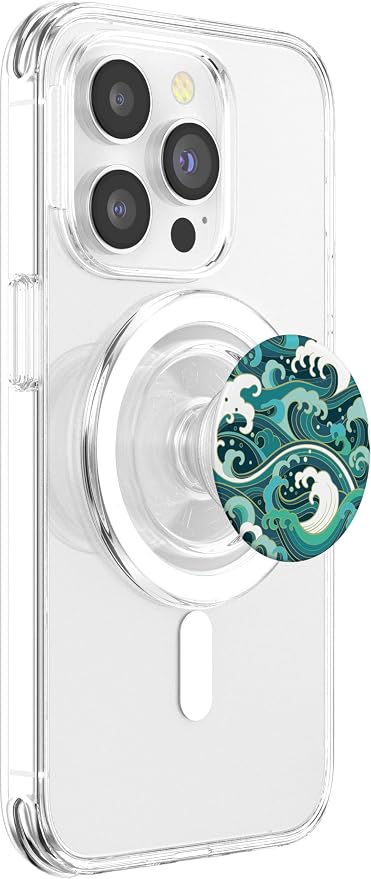 Ocean Wave Surf Beach Tropical Blue Teal Green Japanese Art PopSockets Adhesive PopGrip
