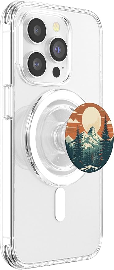 Retro Pine Tree Mountain Scene Forest Nature PopSockets Adhesive PopGrip