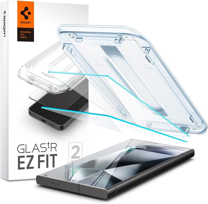 Spigen GlasTR EZ FIT Tempered Glass Screen Protector for Galaxy S24 Ultra | 9H Hardness Tempered Glass Easy Installation Kit Case-Friendly Crystal Clear Touch Responsive Oleophobic Coating