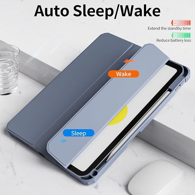 Detachable Case for iPad A16 11th Gen 11/10th Gen 10.9 Black | Slim Transparent Shell Back Soft Shockproof TPU Frame Without Pencil Holder Auto Sleep/Wake