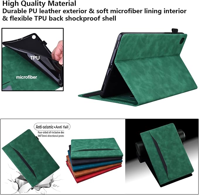 Fire HD 8 Case Slim Folding Stand Auto Wake/Sleep Wallet Case with Cards/Cash Holder for Amazon Fire HD 8(8th/7th/6th Gen 2018/2017/2016 Release)-Black