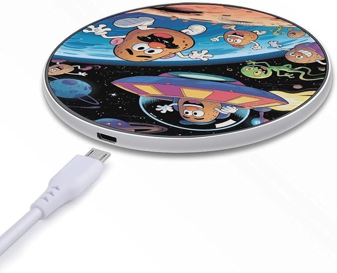 Funny Potato Wireless Charger with USB CableAluminum Alloy Frame 10W Max Compatible Fast Wireless Charging Pad- 3.2ft Cable Included for Travel Home Office Desk