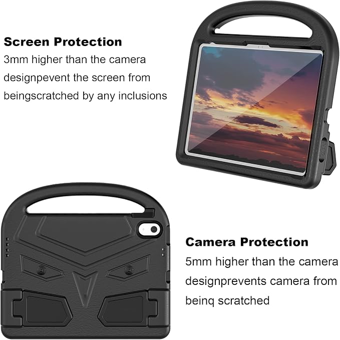 Dteck Kids Case for iPad 10.2 - Shockproof Rugged EVA Handle Stand Child Proof Case for iPad 9/8/7 Generation Black