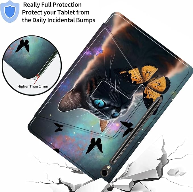 Case for Samsung Galaxy Tab A9 8.7-Inch 2023360 Degree Rotating Multi-Angle Viewing Protective Cover with Auto Sleep/Wake-Blue Butterfly