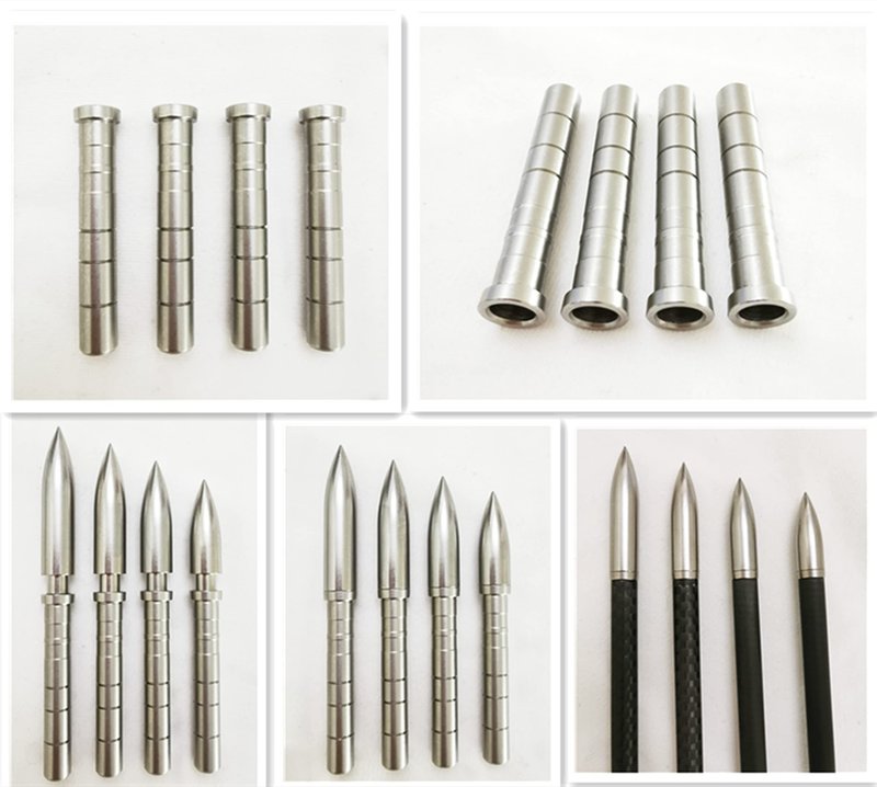 ZOEKO Stainless-Steel Arrow Inserts Suitable for ID .204" .244" Carbon Arrows, Suitable for 5/16" Field Points, Cuttable from 35-200 Grain (A Dozen)