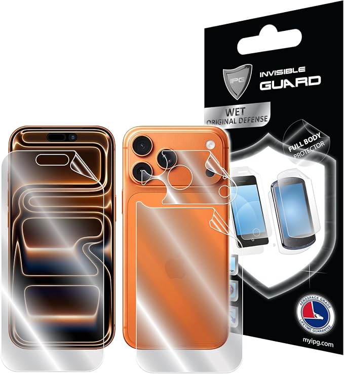 IPG for iPhone 17 Screen + Back Full body Hydrogel Protector Invisible Touch Screen Sensitive Ultra HD Clear Film Anti Scratch Skin Guard - Smooth/Self-Healing/Bubble -Free for iPh17FB