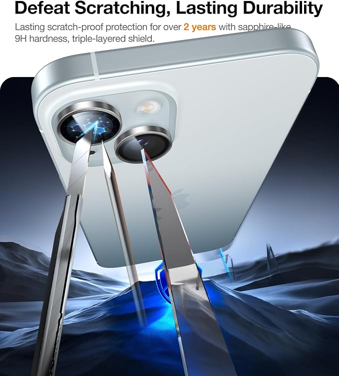 UltraGlass for iPhone 16 Pro Max/16 Pro Camera Lens Protector [NO.1 Military Grade Shatterproof] iPhone 16 Pro Max Camera Protector 16 Pro Lens Cover [Longest Durable] Easy Install Black Titanium