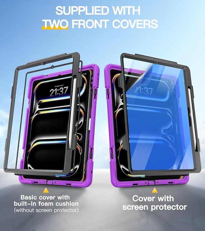 BRAECN Case for iPad Air 11 inch 2026(M4) 2025(M3) 2024(M2)iPad Pro 11 inch(4th/3rd/2nd/1st)&amp Air 10.9(5th/4th) Protective with Pencil Holder Screen Protector 360°Rotating Stand Handle Full Body