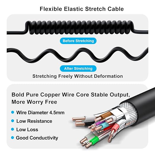 Coiled USB A to B Printer Cable Coiled USB 3.0 Printer Cable Super Speed 5Gbps for Scanner External Hard Drives Multifunction Printers (Type A 1 m)