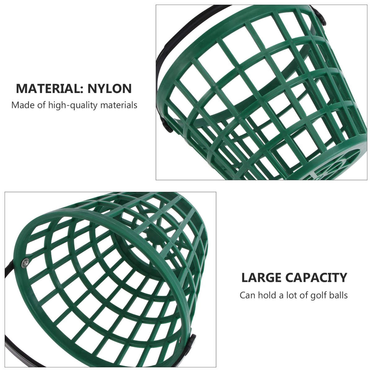 UPKOCH Golf Ball Basket Plastic Golf Ball Bucket with Foldable Handle Storage Container for Practice Range Stackable Caddy for Clubs and Frequent Use