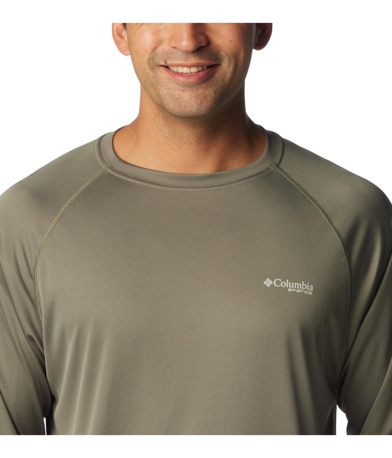 Columbia Men's PFG Terminal Tackle Long Sleeve Fishing Shirt, Cypress/Cool Grey Logo, 3X Tall
