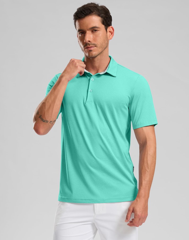 Golf Shirts Heather Polo Short Sleeve Dry Fit Lightweight Moisture Wicking Collared Shirts Casual Athletic Business (Emerald Green, 4XL)