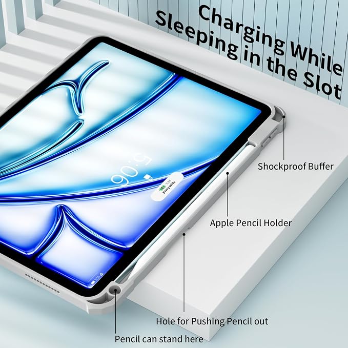 Clear Case for iPad Air 11 Inch M4 2026/M3 2025/M2 2024 Black | for iPad Air 5th/4th Generation 10.9 Inch 2022/2020 Clear Hard Back Tablet Cover with Pencil Holder Slim Auto Wake/Sleep