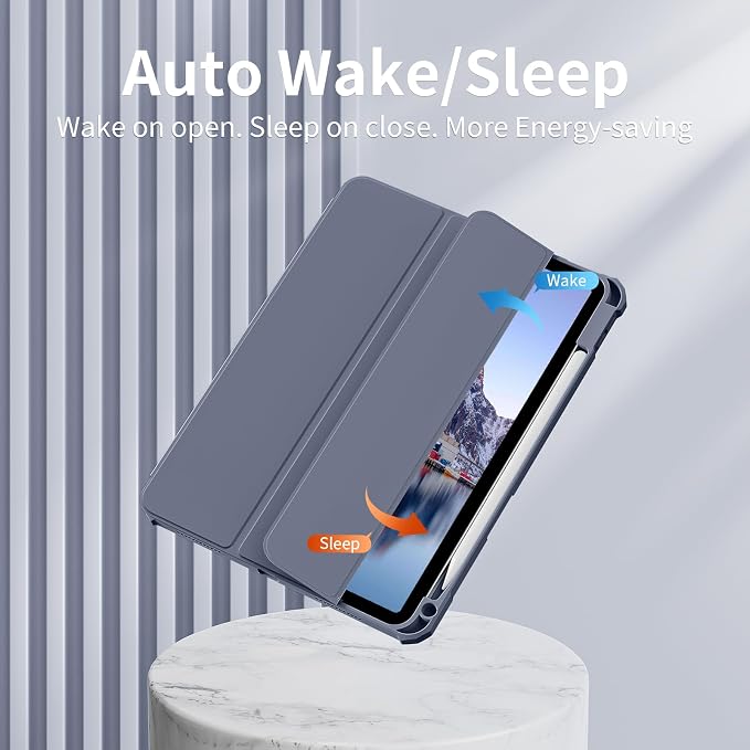 Clear Case for iPad Pro 12.9 inch 6th/5th/4th/3rd Gen 2022/2021/2020/2018 with Pencil Holder Lightweight Shockproof Trifold Stand Transparent Acrylic Back Cover Auto Wake/Sleep Black