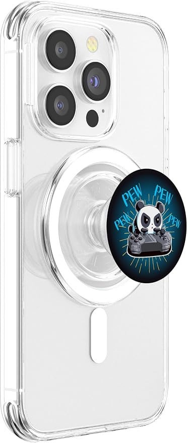 Funny Gamer Pew Pew Panda PopSockets PopGrip: Swappable Grip for Phones &amp Tablets PopSockets Adhesive PopGrip