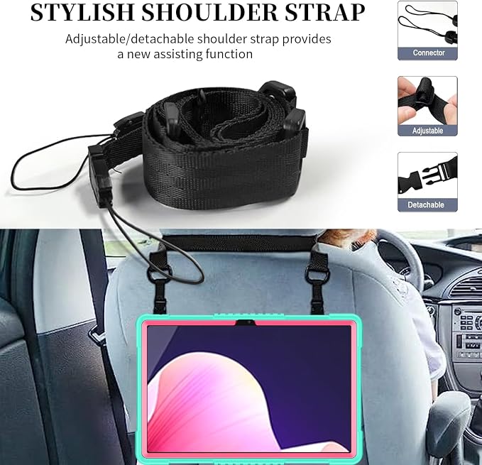 Case for Lenovo Tab P12for Lenovo Tab P12 12.7 Tablet CaseShockproof with Kickstand/Shoulder Strap Case for Lenovo tab P12/Xiaoxin Pad Pro 12.7 Tablet TB370FU/TB371FC (Black)