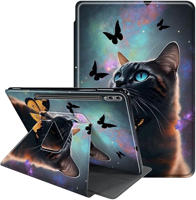 Case for Samsung Galaxy Tab A9 8.7-Inch 2023360 Degree Rotating Multi-Angle Viewing Protective Cover with Auto Sleep/Wake-Blue Butterfly