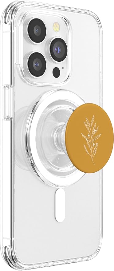 Delicate Boho Botanical Leaves Motif Mustard Yellow PopSockets Adhesive PopGrip