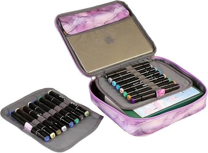 Multi-Functional Zipper Pencil ipad case w/Handle and Zippered Pocket | Carrying Protective Bag with Bookmark and Book Fixing Straps for Travel Office