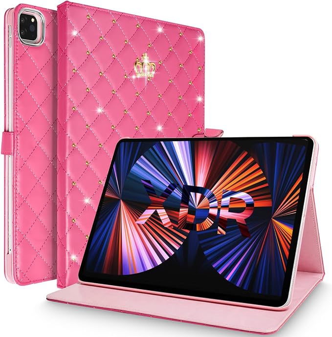for iPad Pro 11 inch Case 2022(4th Gen)/2021(3rd Gen)/2020(2nd Gen)/2018 (1st Gen)Cute Crown Bling Diamond PU Leather Smart Auto Sleep/Wake Stand Shockproof Cover for iPad Pro 11 Inch Black
