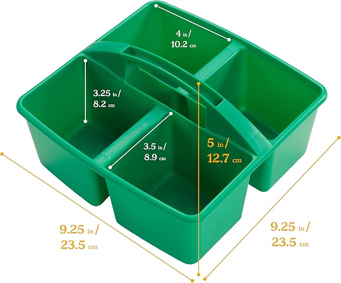 ECR4Kids 4-Compartment Medium Plastic Caddy, Multipurpose Organization, Primary, 6-Pack
