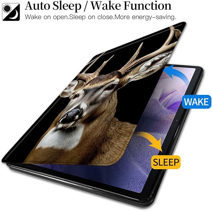 American Flag Deer Pattern Case for All-New Amazon Kindle Fire 7 Inch Tablet (9th/7th/5th Generation 2019/2017/2015 Release)360 Degree Rotating Stand Protective Cover with Auto Sleep/Wake