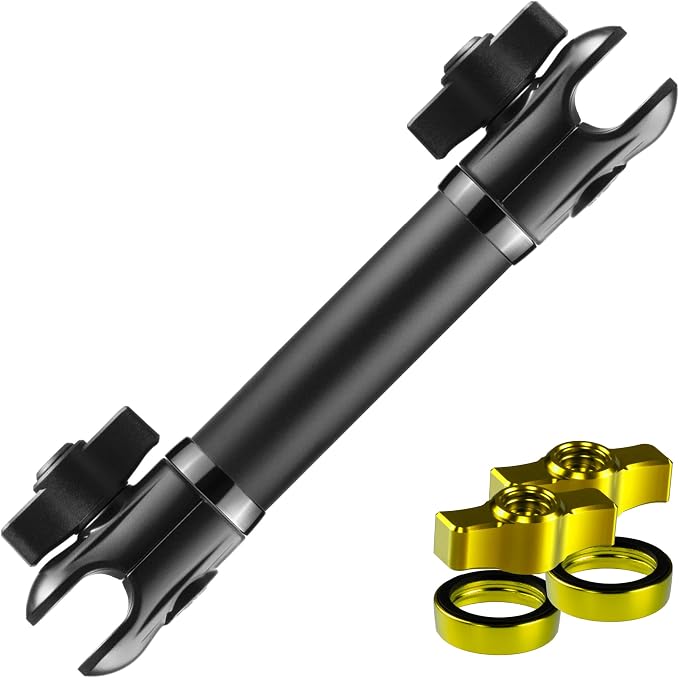 Tackform 10 Long 20mm Ball and Socket Arm DuraLock 20 Series Aluminum Tube Arm | Dual 20mm Sockets and Optional Anti-Theft Knobs | Black