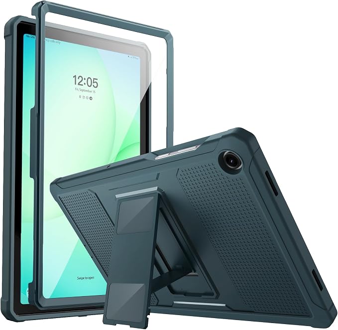 MoKo Shockproof Case Fit Samsung Galaxy Tab A11+ Plus/ A9+ 11 Inch | Full Body Rugged Stand Back Cover with Built-in Screen Protector for Galaxy Tab A11+/ A9+ Tablet Light Gray