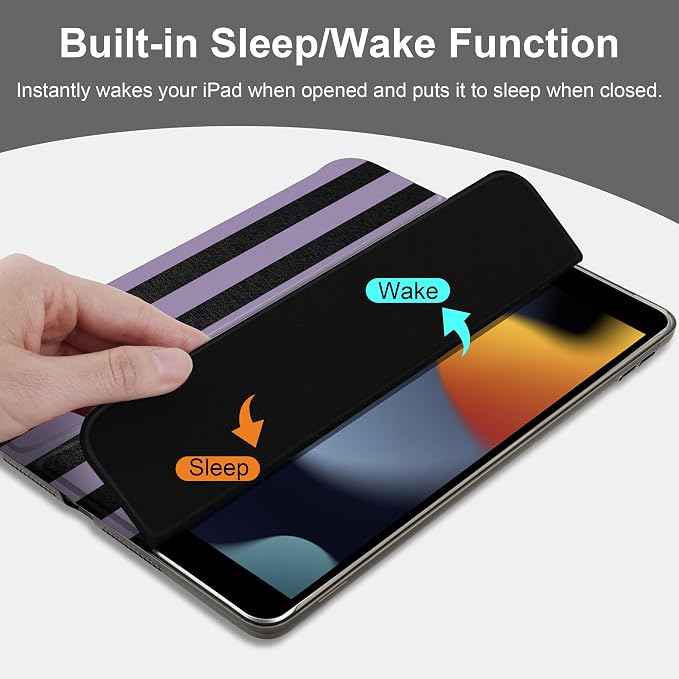 Compatible with iPad 10.2 Inch Case 2021 2020 2019 Smart Lightweight Trifold Stand Hard Plastic Transparent Cover Support Auto Sleep/Wake for iPad 10.2 9th/8th/7th Gen - Bear &amp Cherry