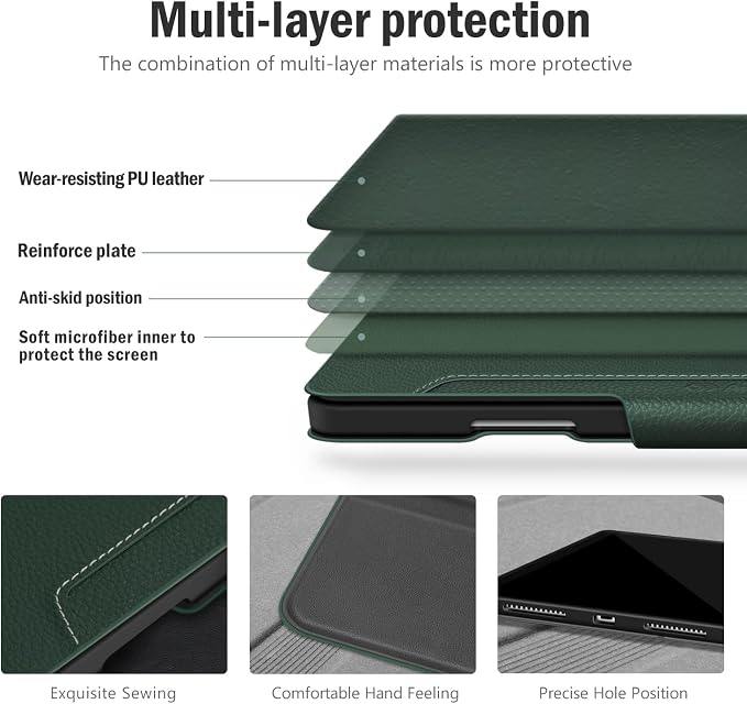 Antbox Case for iPad Air 11-inch M4/M3/M2 (2026/2025/2024) iPad Air 5th/4th Generation 10.9'' Vegan Leather with Pencil Holder Typing Angle Auto Sleep/Wake Muti-Stand (Black)