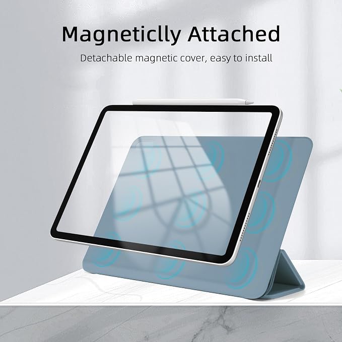 for iPad Air 13 inch M4/M3/M2 Case (2026/2025/2024Model A3268/A3269/A3271) Auto Sleep/Wake and Magnetic Closure Slim Trifold Stand Case PU Leather Cover Support Apple Pencil Pro Black