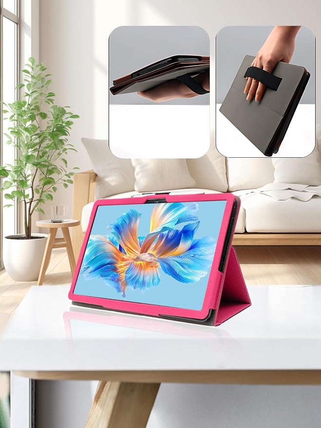 for ROWT A10 Android 10 inch Tablet CaseFolding Stand Protective Cover with Pencil Holder and Wrist StrapFull Protection Premium PU Scratch Resistant(Black)