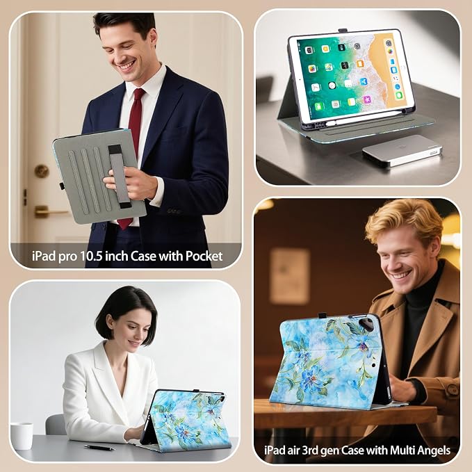 Vimorco for iPad Air 3rd Generation Case Leather iPad Pro 10.5 inch Cover | for iPad 9th/8th/7th Generation Case 10.2 Inch with Pocket&ampPencil Holder&ampHand Strap&ampMulti-Angle Animal Party