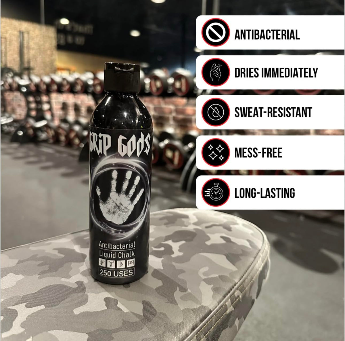 Generic Grip Gods Liquid Chalk Combo Travel Bottle (50ML) & Refill Bottle (250ML) for Weight Lifting, Gym, Rock Climbing, Pole Grip, Gymnastics, Sports, and Workout Chalk., White