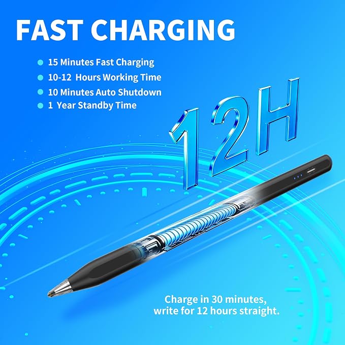 Galaxy Tab A11+ Stylus Pen for Samsung Table A11/A9+/A9 Drawing Stylus for Android Tablets Precise Writing PencilFast ChargingAuto SleepButton on/Off (Black)
