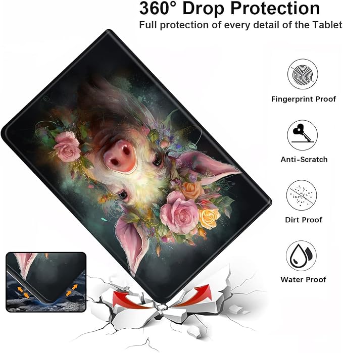 Case for iPad (A16) 11th Generation 11 Inch (2025)iPad 10th Generation 10.9 Inch (2022)PU Leather Slim Standing Smart Coverwith Auto Sleep/WakeBall on Fire