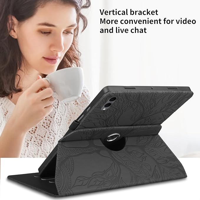 for Samsung Galaxy Tab S11 Ultra Case 14.6 inchFashion Embossing TechnologyMulti-Viewing AnglesSlim Light Shell CoverPU Leather+TPUCompatible with Samsung Galaxy Tab S11 UltraBlack