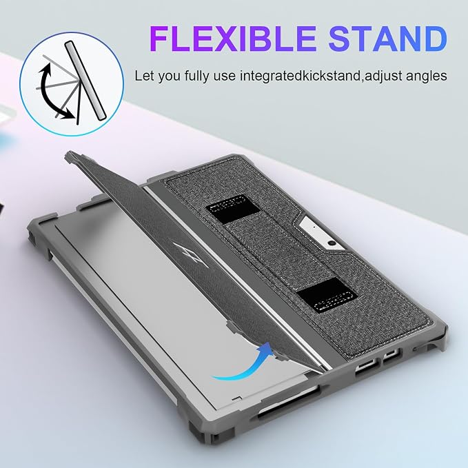 Case Fit 12.3 Microsoft Surface Pro 7 Plus/7/6/5/4/LTENavy Gray | TPU&ampPU Drop Protection Hand Strap Pen Holder Keyboard Compatible
