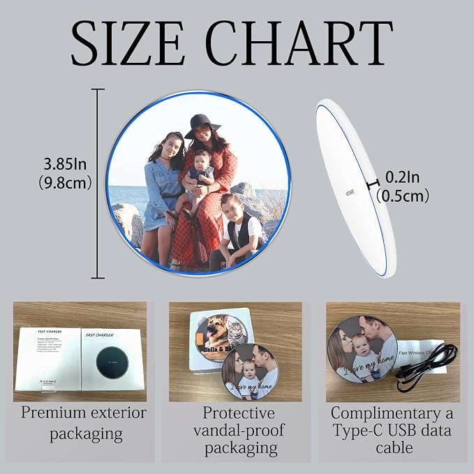 Custom Wireless Charger Personalized Wireless Charger Station 15W Max Fast Charging Compatible for iPhone 14/13 Series Samsung and More