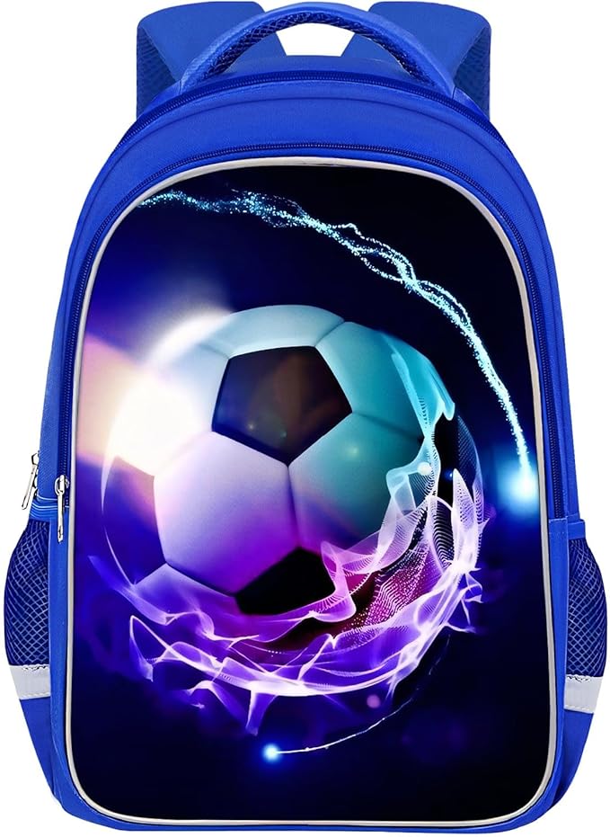 School Backpack for Boys - Soccer Boys Backpack for Kids Children Teens Elementary Middle School - Students Bag for Ages 6-18,17″Bookbag Multifunctional Large Capacity